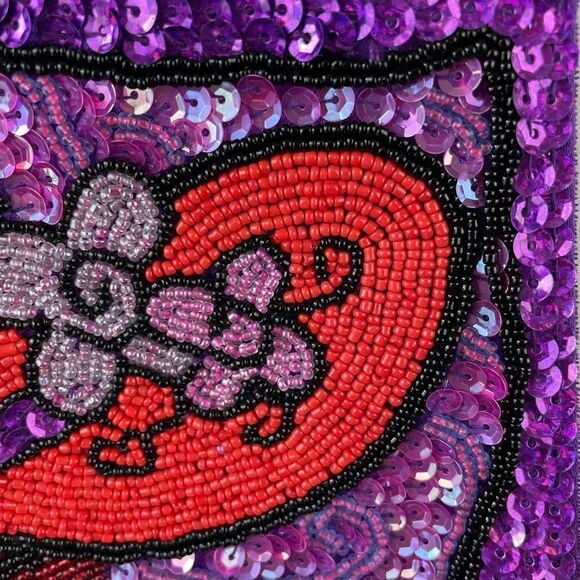 Red Hatter Society Handmades Sequined and Beaded Handbag EUC - Picture 3 of 6